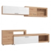 MOBILE PORTA TV IN LEGNO TRUCIOLARE BILAMINATO COLORE ROVERE CHIARO E BIANCO LACCATO CM 248,5 X 41,5 X 201 H OKX
