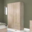 ARMADIO IN LEGNO TRUCIOLARE BILAMINATO CON  3 ANTE E 2 CASSETTI COLORE QUERCIA CHIARO DIMENSIONI: CM 120 X 52 X 190 H OKX
