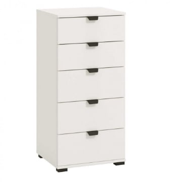 CASSETTIERA BIANCA OPACA IN LEGNO TRUCIOLARE BILAMINATO  CM 45 X 40 X 95 H OKX