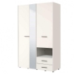 MOBILE ARMADIO COLORE BIANCO OPACO IN LEGNO TRUCIOLARE BILAMINATO CON SPECCHIO E CASSETTIERA CM 127,5 X 55 X 205,5 H OKX