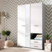 MOBILE ARMADIO COLORE BIANCO OPACO IN LEGNO TRUCIOLARE BILAMINATO CON SPECCHIO E CASSETTIERA CM 127,5 X 55 X 205,5 H OKX