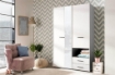 MOBILE ARMADIO COLORE BIANCO OPACO IN LEGNO TRUCIOLARE BILAMINATO CON SPECCHIO E CASSETTIERA CM 127,5 X 55 X 205,5 H OKX