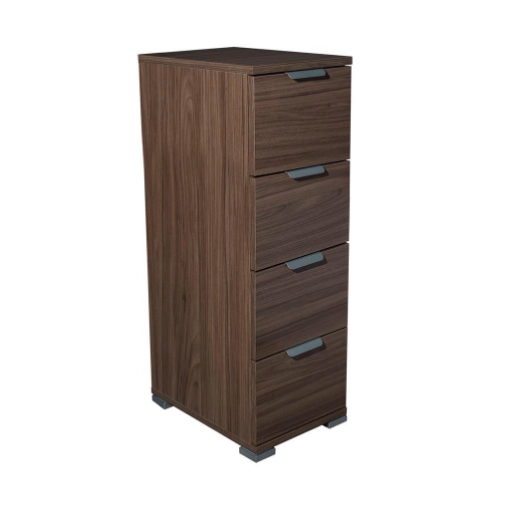 CASSETTIERA IN LEGNO TRUCIOLARE BILAMINATO  CON 4 CASSETTI COLORE MARRONE NOCE 27 X 38 X H 85 CM OKX