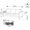 DIVANO A 3 POSTI CON GAMBE IN LEGNO GRIGIO CHIARO 177X73X82CM OKX