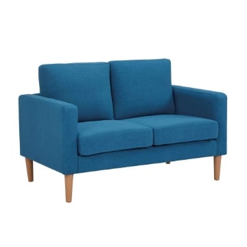 DIVANO A 2 POSTI  CON GAMBE IN LEGNO DI COLORE AZZURRO CM 130 X 84 X 51 H OKX