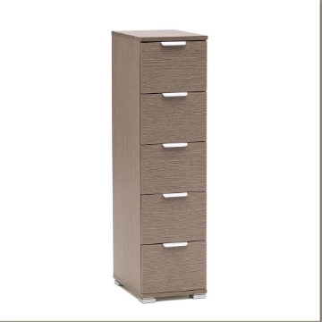 CASSETTIERA IN LEGNO TRUCIOLARE BILAMINATO  CON 5 CASSETTI ROVERE GRIGIO 27 X 38 X H 103 CM OKX