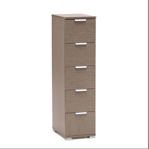 CASSETTIERA IN LEGNO TRUCIOLARE BILAMINATO  CON 5 CASSETTI ROVERE GRIGIO 27 X 38 X H 103 CM OKX