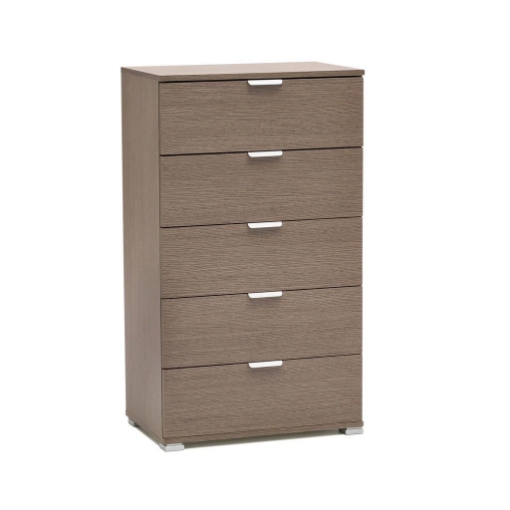 CASSETTIERA IN LEGNO TRUCIOLARE BILAMINATO CON 5 CASSETTI COLORE  ROVERE GRIGIO 60 X 38 X H 103 CM OKX