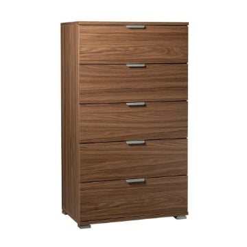 CASSETTIERA IN LEGNO TRUCIOLARE BILAMINATO CON 5 CASSETTI COLORE NOCE MARRONE 60 X 38 X H 103 CM OKX