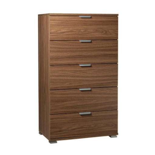 CASSETTIERA IN LEGNO TRUCIOLARE BILAMINATO CON 5 CASSETTI COLORE NOCE MARRONE 60 X 38 X H 103 CM OKX