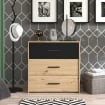 COMÒ IN LEGNO TRUCIOLARE BILAMINATO COLORE ROVERE CHIARO E ANTRACITE CM 80,6 X 33,2 X 80,5 H OKX