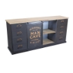 MOBILE CREDENZA IN LEGNO E ACCIAIO CON 8 CASSETTI E ANTA A SCORRIMENTO NERO E MARRONE 164,5X40X74,5 CM OKX