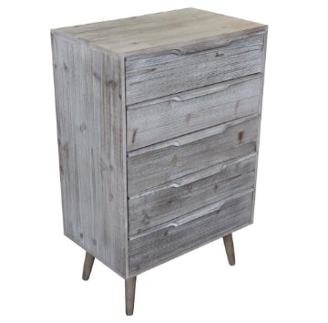 CASSETTIERA IN LEGNO CON 5 CASSETTI COLORE TORTORA 60X40X95CM OKX