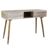 SCRIVANIA IN LEGNO CON  2 CASSETTI  COLORE LEGNO SBIANCATO 120X40X80CM OKX