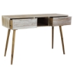 SCRIVANIA IN LEGNO CON  2 CASSETTI  COLORE LEGNO SBIANCATO 120X40X80CM OKX