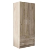 ARMADIO CON 2 ANTE E 2 CASSETTI IN LEGNO OLMO COLORE ROVERE GRIGIO 77X50X180 CM OKX