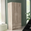 ARMADIO CON 2 ANTE E 2 CASSETTI IN LEGNO OLMO COLORE ROVERE GRIGIO 77X50X180 CM OKX