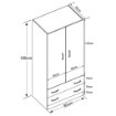 ARMADIO CON 2 ANTE E 2 CASSETTI IN LEGNO OLMO COLORE ROVERE GRIGIO 77X50X180 CM OKX