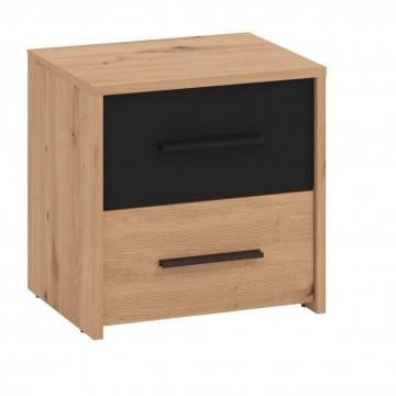  COMODINO IN LEGNO TRUCIOLARE BILAMINATO COLORE ROVERE CHIARO E ANTRACITE CM 42 X 33,2 X 42,1 H OKX