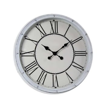 OROLOGIO DA PARETE IN PLASTICA E VETRO CON NUMERI ROMANI 50X5 CM BIANCO