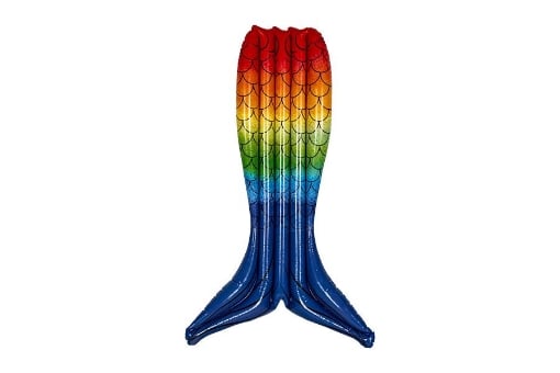 MATERASSINO GONFIABILE DA MARE O PISCINA MULTICOLOR A FORMA DI CODA DI SIRENA 0.2 MM - 175X105 CM 
