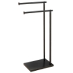 Porta Asciugamani Bagno da Terra Autoportante a 2 Bracci in Metallo, 35.5x20x78cm, Nero