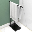Porta Asciugamani Bagno da Terra Autoportante a 2 Bracci in Metallo, 35.5x20x78cm, Nero