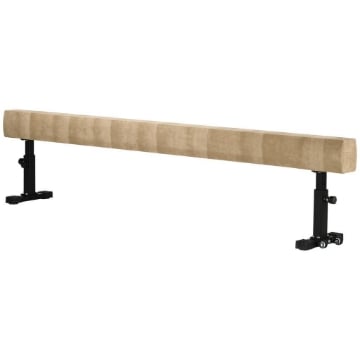 HOMCOM TRAVE GINNASTICA ARTISTICA DA CASA CON ALTEZZA REGOLABILE, RUOTE E PIEDINI ANTISCIVOLO, PER BAMBINI DA 3-12 ANNI, 226X31X59CM, MARRONE