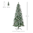 Albero di Natale Innevato da 180 cm con 630 Rami e 37 Pigne, in Plastica e Metallo, Verde e Bianco