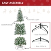 Albero di Natale Innevato da 180 cm con 630 Rami e 37 Pigne, in Plastica e Metallo, Verde e Bianco