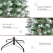 Albero di Natale Innevato da 180 cm con 630 Rami e 37 Pigne, in Plastica e Metallo, Verde e Bianco
