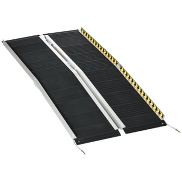 Rampa per Sedia a Rotelle Pieghevole e Antiscivolo in Alluminio, 152x73cm, CapacitÓ 272kg