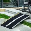 Rampa per Sedia a Rotelle Pieghevole e Antiscivolo in Alluminio, 152x73cm, CapacitÓ 272kg
