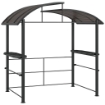 GAZEBO PER BARBECUE CON TETTO E 2 RIPIANI PORTAOGGETTI, IN METALLO E PC, 240X150X230CM, GRIGIO SCURO