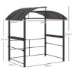 GAZEBO PER BARBECUE CON TETTO E 2 RIPIANI PORTAOGGETTI, IN METALLO E PC, 240X150X230CM, GRIGIO SCURO