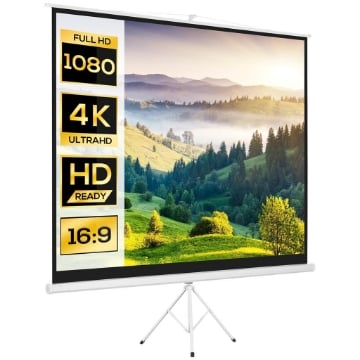 TELO PROIETTORE DA 120" FORMATO 4:3 IN TESSUTO A RETE, PLASTICA E METALLO CON TREPPIEDI, 244X183 CM, BIANCO