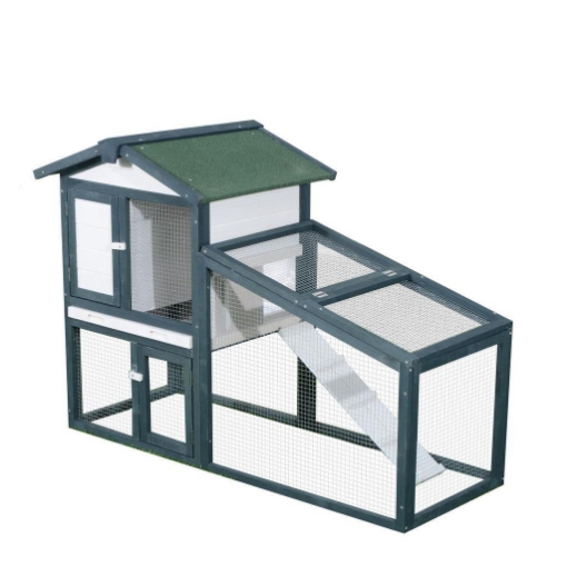PAWHUT GABBIA PER CONIGLI ANIMALI IN LEGNO DI ABETE DOPPIA PORTA 140X65X100CM