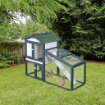 PAWHUT GABBIA PER CONIGLI ANIMALI IN LEGNO DI ABETE DOPPIA PORTA 140X65X100CM