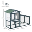 PAWHUT GABBIA PER CONIGLI ANIMALI IN LEGNO DI ABETE DOPPIA PORTA 140X65X100CM