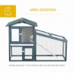 PAWHUT GABBIA PER CONIGLI ANIMALI IN LEGNO DI ABETE DOPPIA PORTA 140X65X100CM