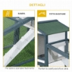 PAWHUT GABBIA PER CONIGLI ANIMALI IN LEGNO DI ABETE DOPPIA PORTA 140X65X100CM