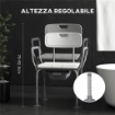SEDIA DA DOCCIA 3 IN 1 CON SCHIENALE E BRACCIOLI, ALTEZZA REGOLABILE E PIEDINI ANTISCIVOLO, BIANCO