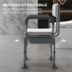 SEDIA DA DOCCIA 3 IN 1 CON SCHIENALE E BRACCIOLI, ALTEZZA REGOLABILE E PIEDINI ANTISCIVOLO, BIANCO
