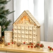 HOMCOM CALENDARIO DELL'AVVENTO IN LEGNO CON 24 CASSETTI E PRESEPE INTAGLIATO 26.6X6X30CM - LEGNO
