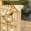 HOMCOM CALENDARIO DELL'AVVENTO IN LEGNO CON 24 CASSETTI E PRESEPE INTAGLIATO 26.6X6X30CM - LEGNO