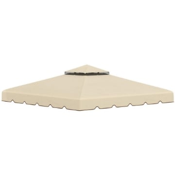 OUTSUNNY TETTUCCIO DI RICAMBIO PER GAZEBO DA GIARDINO 3X3M CON TETTO A 2 LIVELLI IN POLIESTERE BEIGE