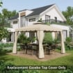 OUTSUNNY TETTUCCIO DI RICAMBIO PER GAZEBO DA GIARDINO 3X3M CON TETTO A 2 LIVELLI IN POLIESTERE BEIGE