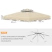OUTSUNNY TETTUCCIO DI RICAMBIO PER GAZEBO DA GIARDINO 3X3M CON TETTO A 2 LIVELLI IN POLIESTERE BEIGE