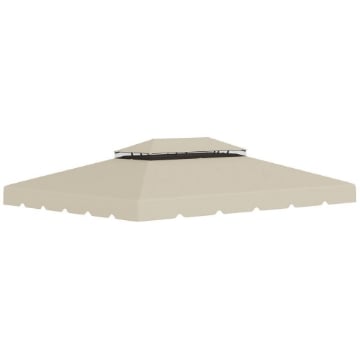 OUTSUNNY TETTUCCIO DI RICAMBIO PER GAZEBO DA GIARDINO 3X4M CON TETTO A 2 LIVELLI IN POLIESTERE BEIGE