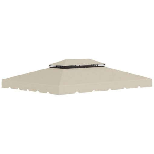 OUTSUNNY TETTUCCIO DI RICAMBIO PER GAZEBO DA GIARDINO 3X4M CON TETTO A 2 LIVELLI IN POLIESTERE BEIGE